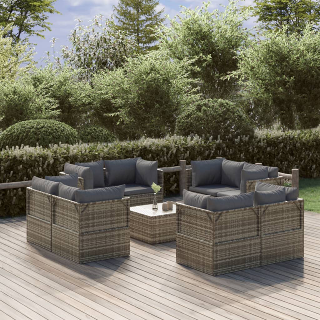 vidaXL Tuinmiddenbanken 4 st 57x57x56 cm poly rattan grijs