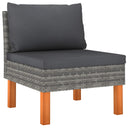 vidaXL Poly Rattan and Solid Eucalyptus Wood Footstool