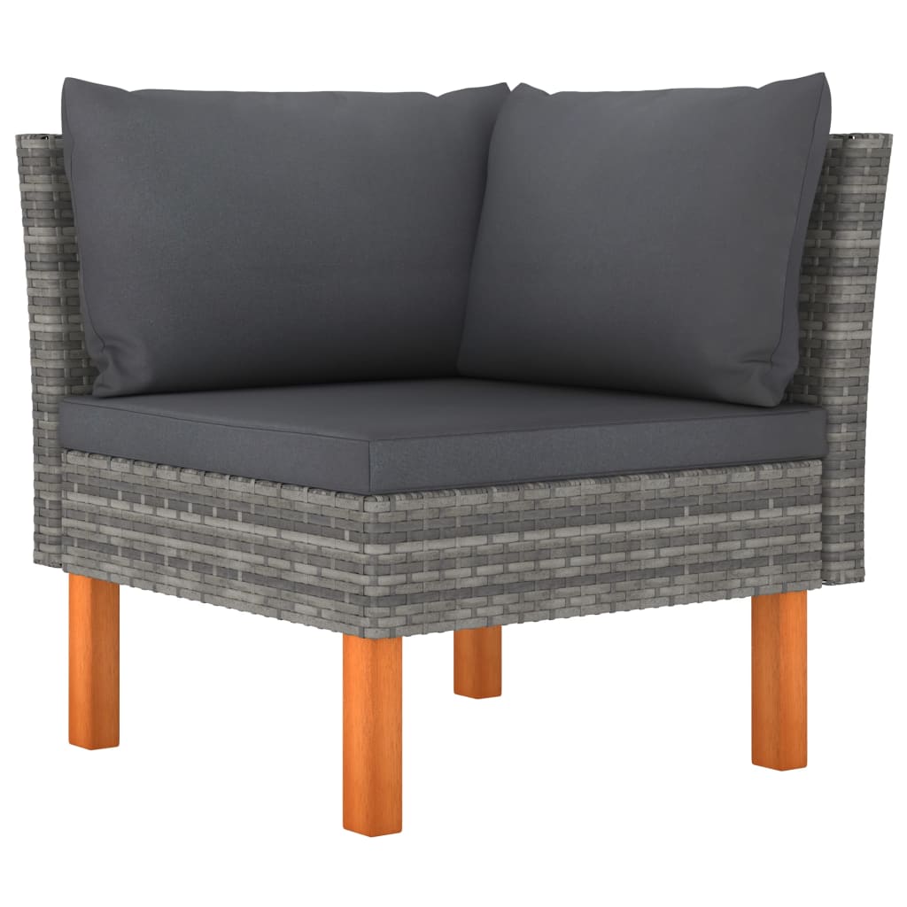 vidaXL Voetenbank poly rattan en massief eucalyptushout