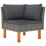 vidaXL Voetenbank poly rattan en massief eucalyptushout