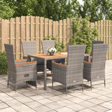 vidaXL 3-delige Tuinset met kussens poly rattan grijs