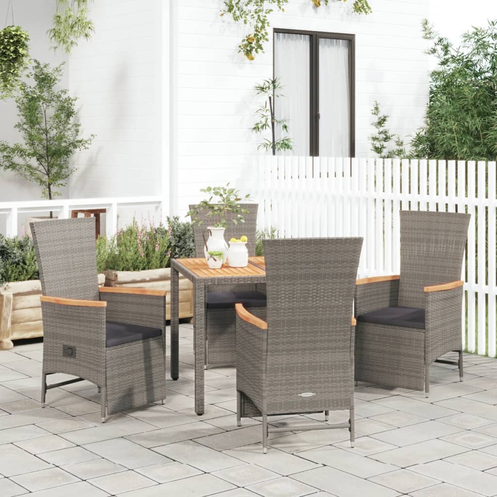 vidaXL 3-Piece Garden Lounge Set with Cushions Poly Rattan Grey