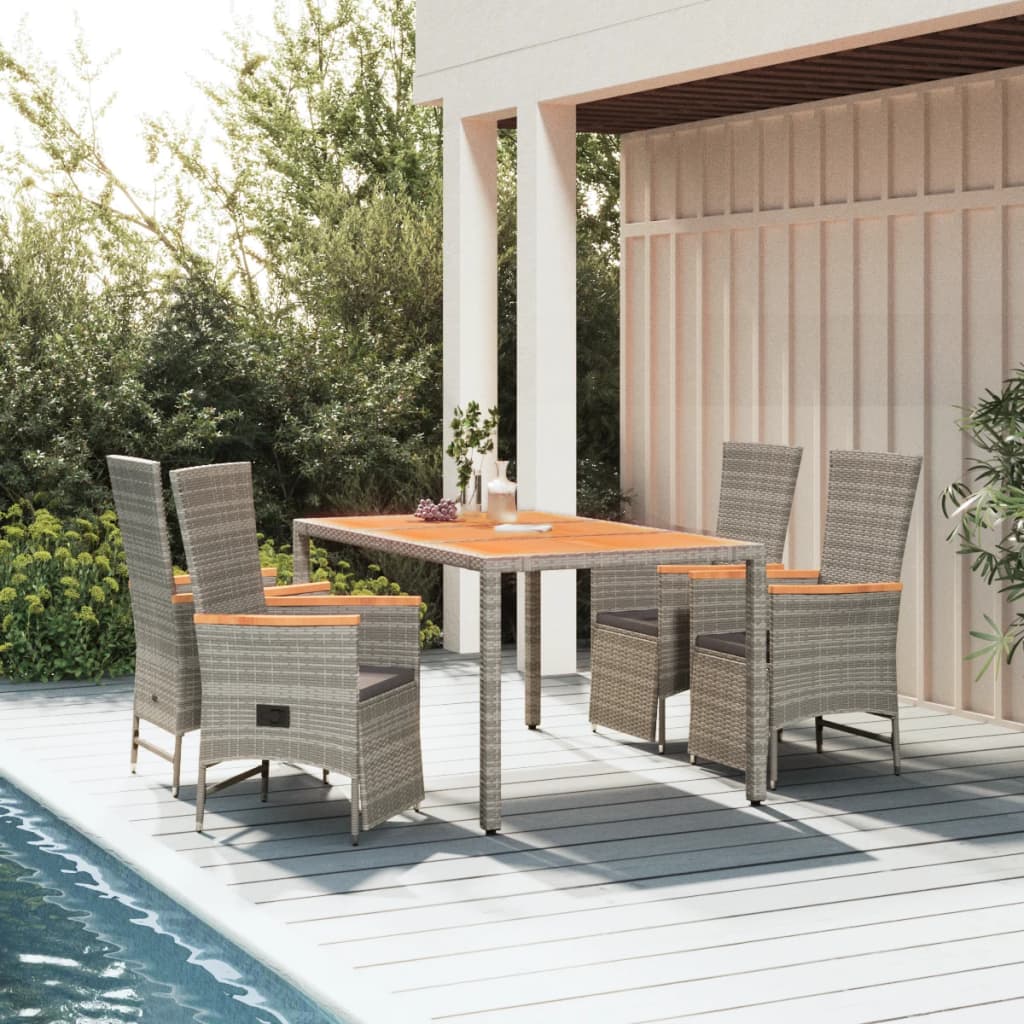 vidaXL 3-Piece Garden Lounge Set with Cushions Poly Rattan Grey