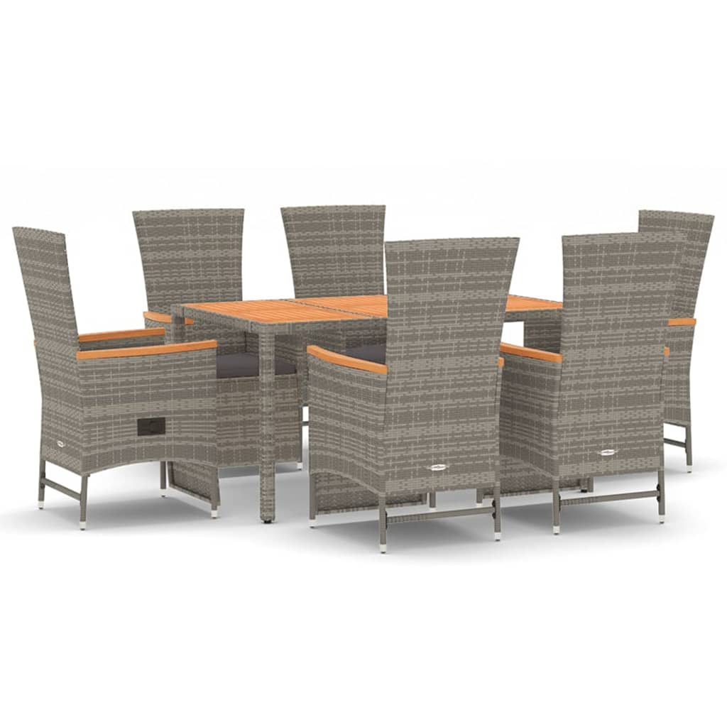 vidaXL 3-Piece Garden Lounge Set with Cushions Poly Rattan Grey