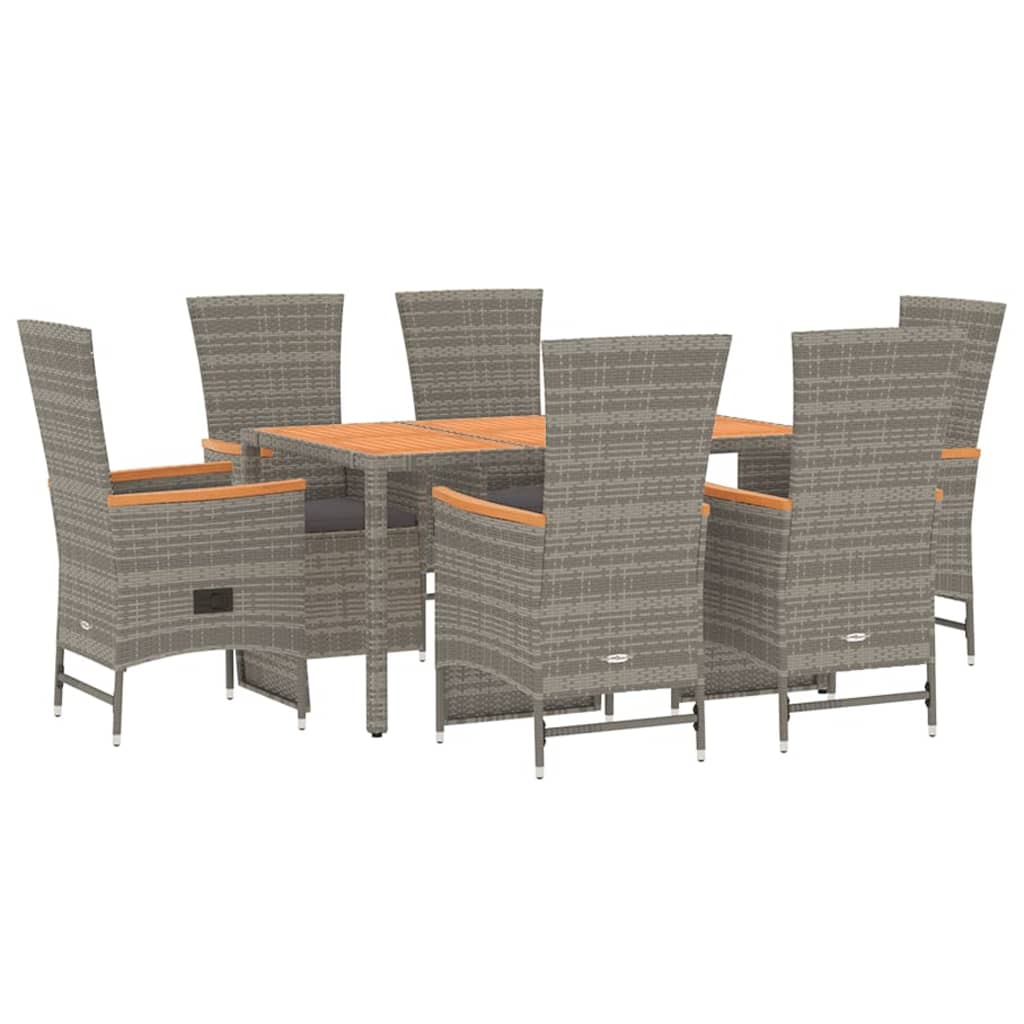 vidaXL 3-Piece Garden Lounge Set with Cushions Poly Rattan Grey