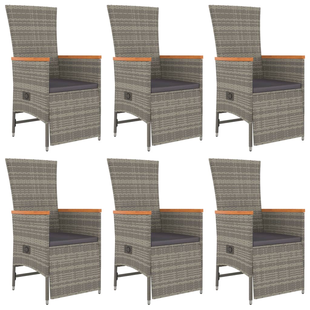vidaXL 3-Piece Garden Lounge Set with Cushions Poly Rattan Grey