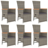 vidaXL 3-Piece Garden Lounge Set with Cushions Poly Rattan Grey