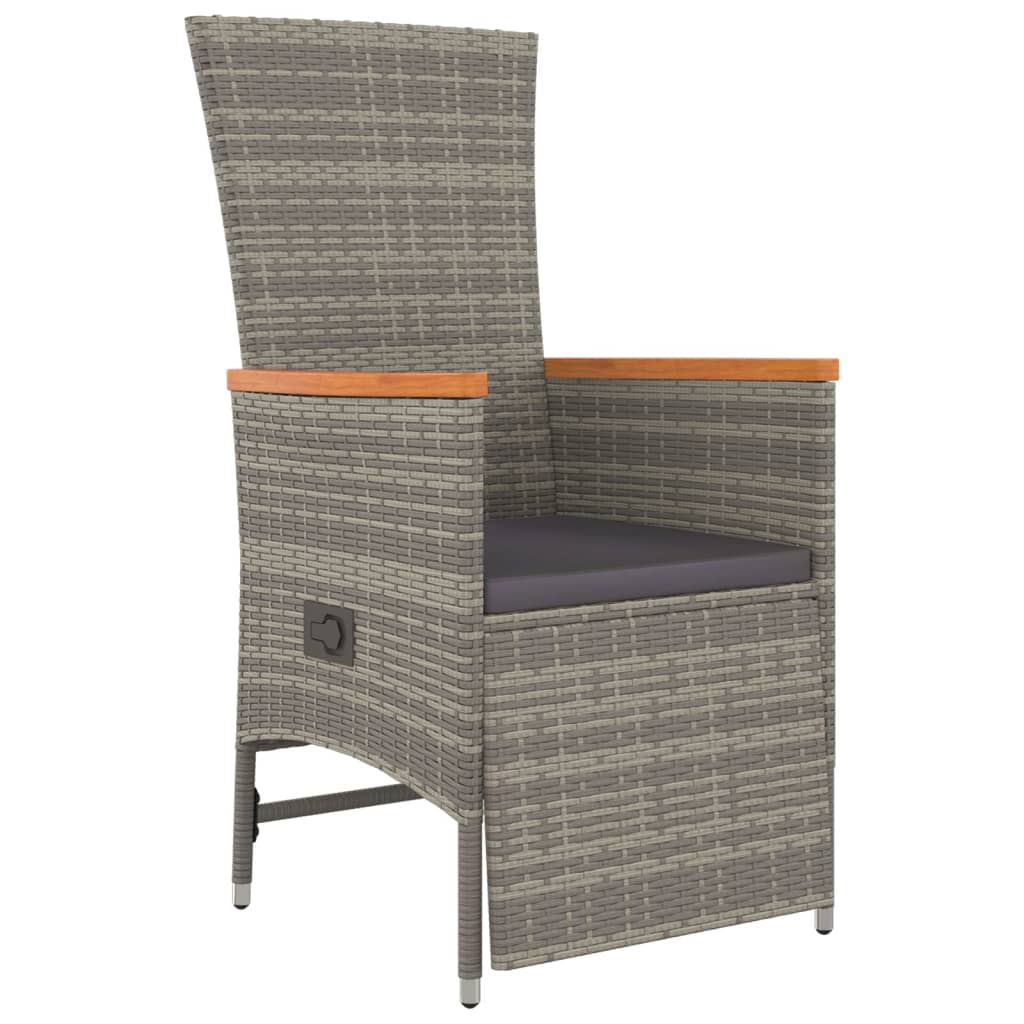 vidaXL 3-Piece Garden Lounge Set with Cushions Poly Rattan Grey