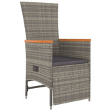 vidaXL 3-Piece Garden Lounge Set with Cushions Poly Rattan Grey