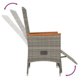 vidaXL 3-Piece Garden Lounge Set with Cushions Poly Rattan Grey