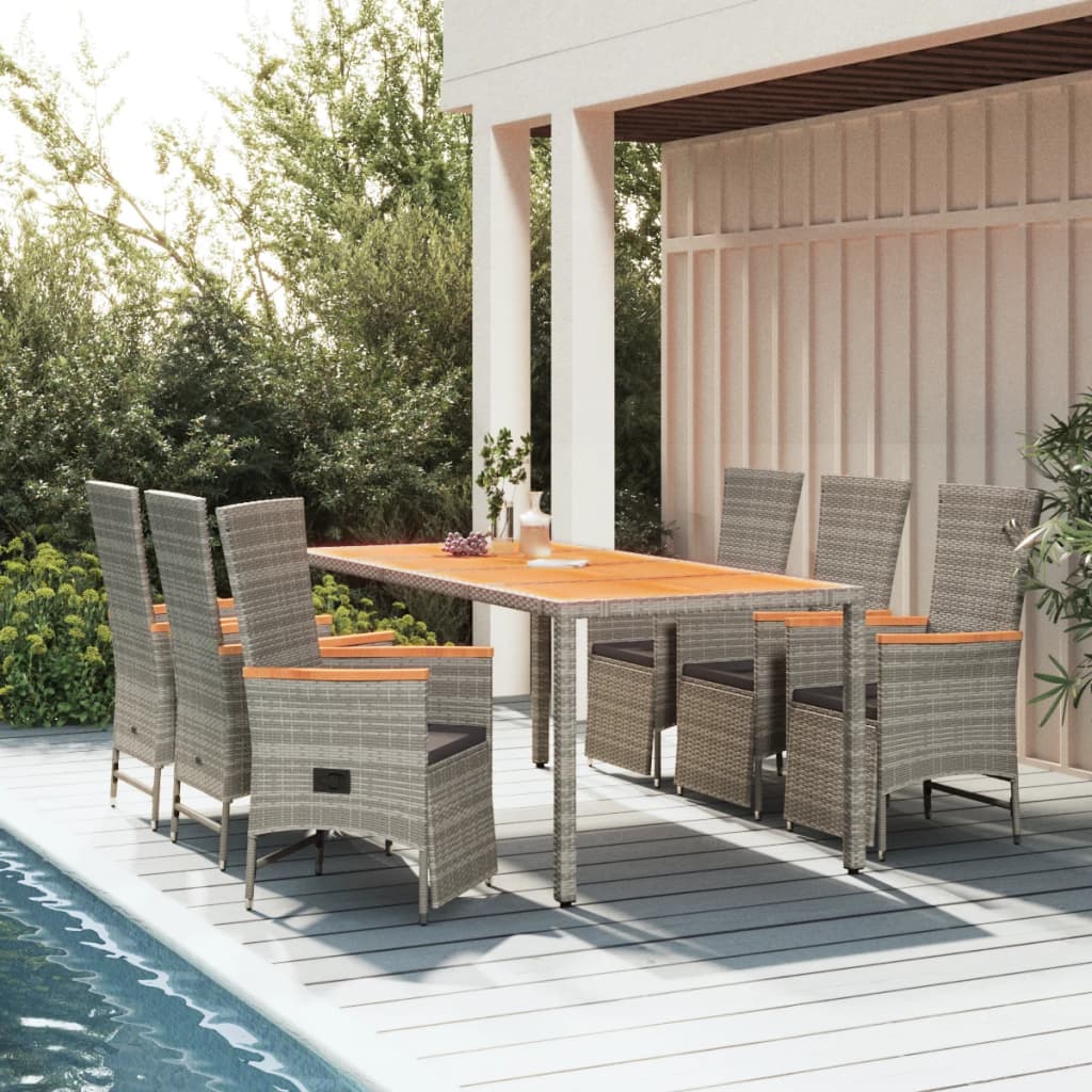 vidaXL 3-Piece Garden Lounge Set with Cushions Poly Rattan Grey