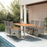 vidaXL 3-Piece Garden Lounge Set with Cushions Poly Rattan Grey