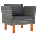 vidaXL Voetenbank poly rattan en massief eucalyptushout