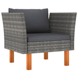 vidaXL Voetenbank poly rattan en massief eucalyptushout