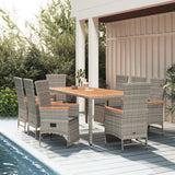 vidaXL 3-Piece Garden Lounge Set with Cushions Poly Rattan Grey