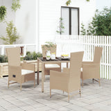 vidaXL 3-delige Tuinset met kussens poly rattan beige