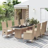 vidaXL 3-delige Tuinset met kussens poly rattan beige