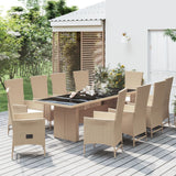 vidaXL 3-delige Tuinset met kussens poly rattan beige