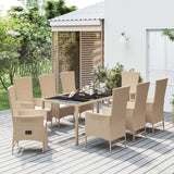 vidaXL 3-delige Tuinset met kussens poly rattan beige