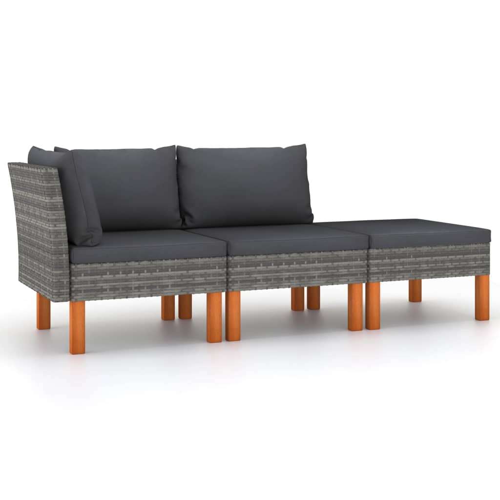 vidaXL Voetenbank poly rattan en massief eucalyptushout