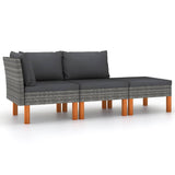 vidaXL Voetenbank poly rattan en massief eucalyptushout