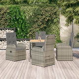 vidaXL 3-Piece Garden Lounge Set with Cushions Poly Rattan Grey