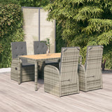 vidaXL 3-Piece Garden Lounge Set with Cushions Poly Rattan Grey