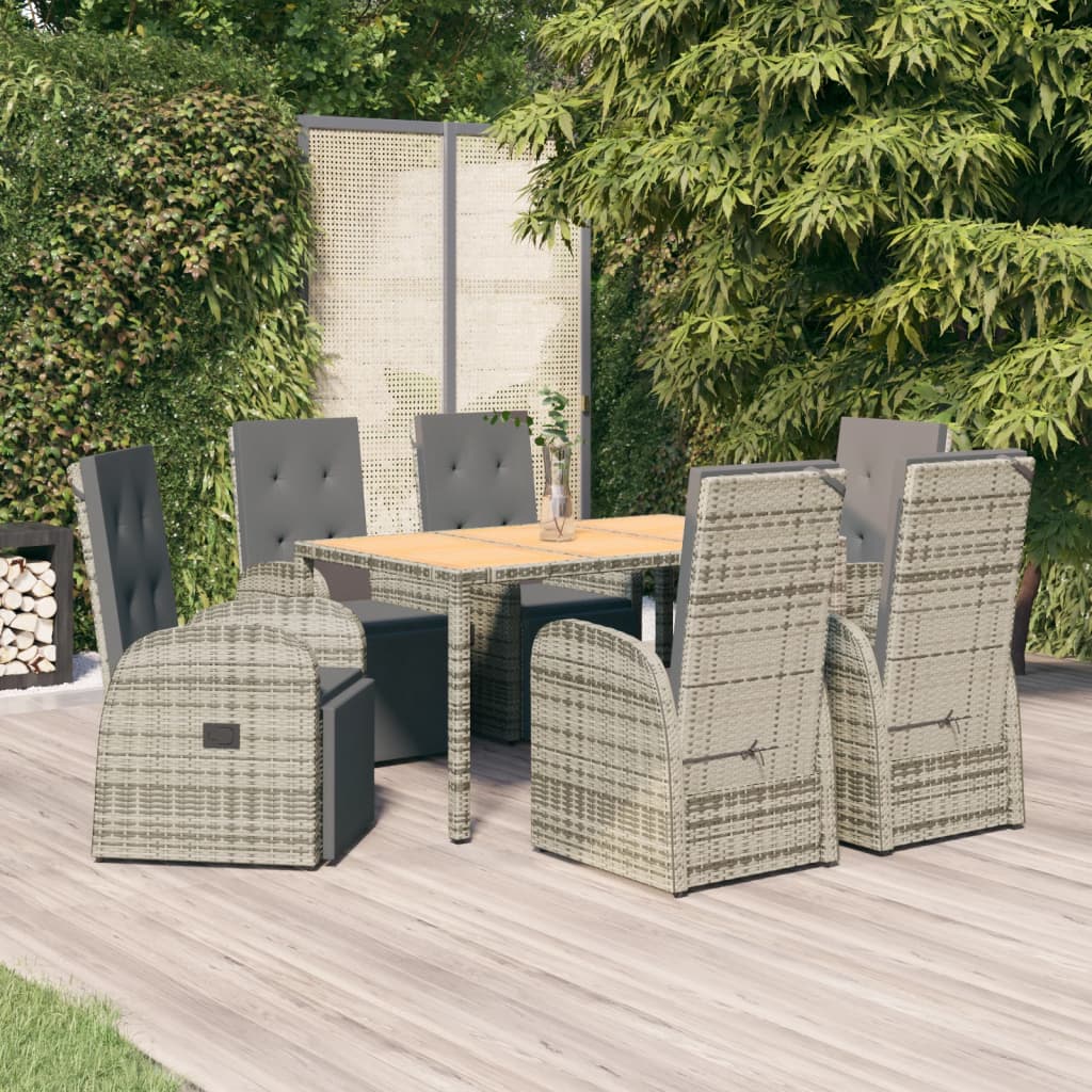 vidaXL 3-Piece Garden Lounge Set with Cushions Poly Rattan Grey
