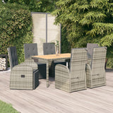 vidaXL 3-Piece Garden Lounge Set with Cushions Poly Rattan Grey