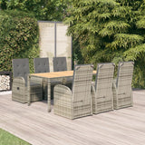 vidaXL 3-Piece Garden Lounge Set with Cushions Poly Rattan Grey
