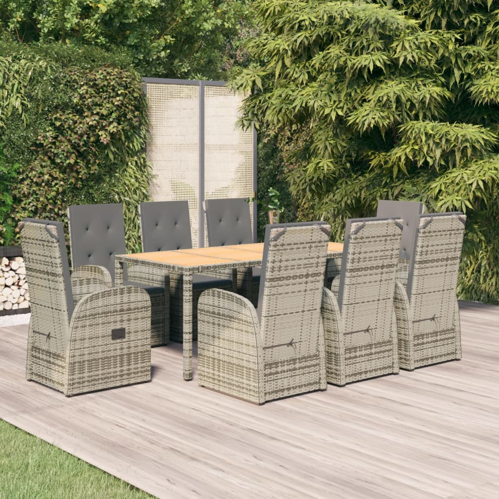 vidaXL 3-Piece Garden Lounge Set with Cushions Poly Rattan Grey