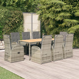 vidaXL 3-Piece Garden Lounge Set with Cushions Poly Rattan Grey