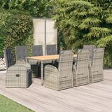 vidaXL 3-Piece Garden Lounge Set with Cushions Poly Rattan Grey