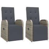 vidaXL 3-delige Tuinset met kussens poly rattan grijs