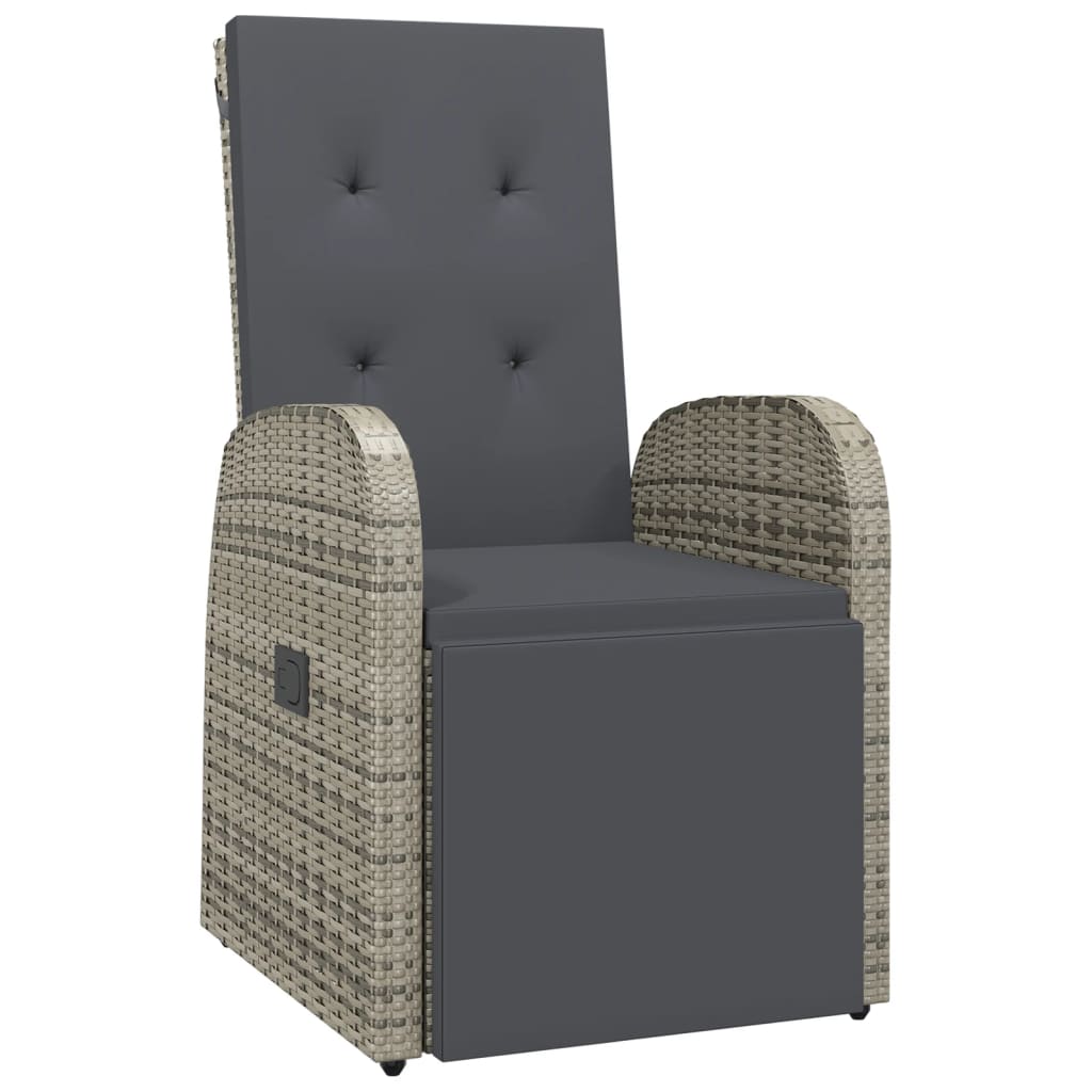 vidaXL 3-delige Tuinset met kussens poly rattan grijs