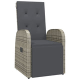 vidaXL 3-delige Tuinset met kussens poly rattan grijs