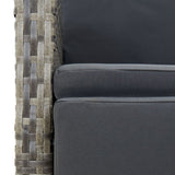 vidaXL 3-delige Tuinset met kussens poly rattan grijs