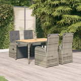 vidaXL 3-delige Tuinset met kussens poly rattan grijs