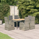vidaXL 3-delige Tuinset met kussens poly rattan grijs