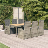 vidaXL 3-delige Tuinset met kussens poly rattan grijs