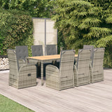 vidaXL 3-delige Tuinset met kussens poly rattan grijs
