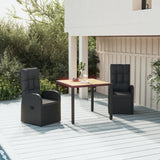 vidaXL 3-Piece Garden Lounge Set with Cushions Poly Rattan Black