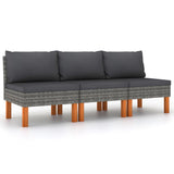vidaXL Voetenbank poly rattan en massief eucalyptushout