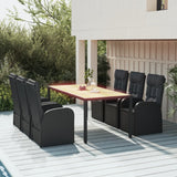 vidaXL 3-Piece Garden Lounge Set with Cushions Poly Rattan Black