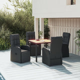 vidaXL 3-delige Tuinset poly rattan en massief acaciahout zwart