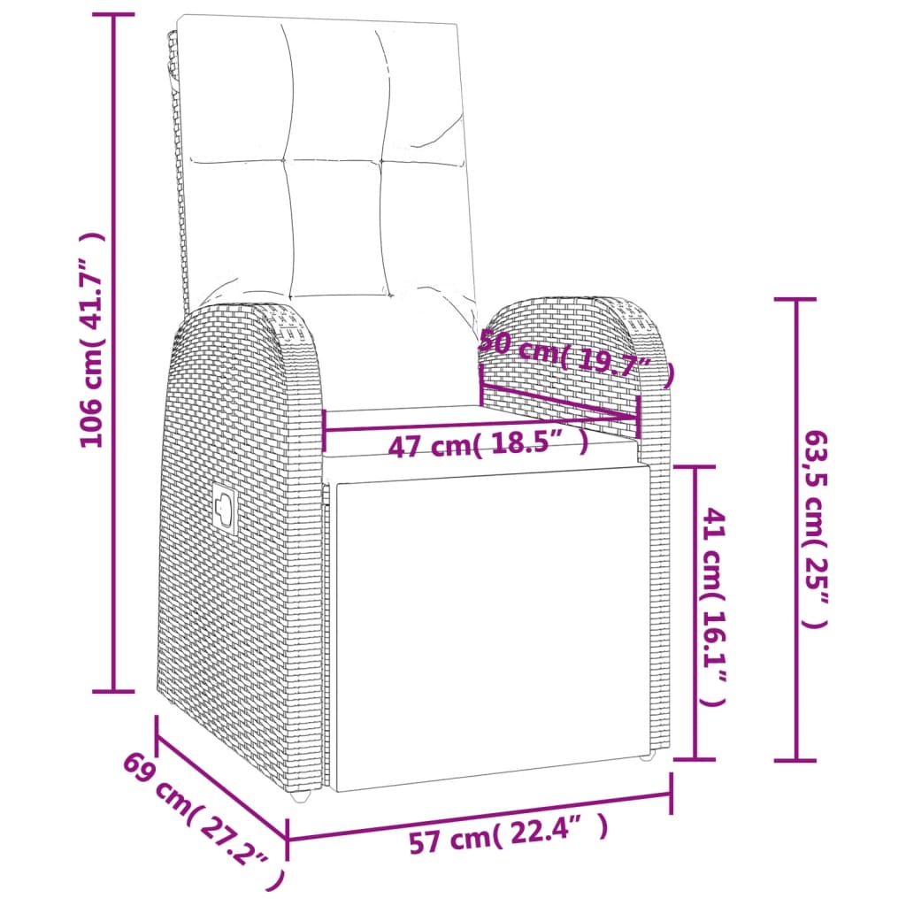 vidaXL 3-delige Tuinset poly rattan en massief acaciahout zwart
