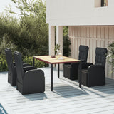 vidaXL 3-delige Tuinset poly rattan en massief acaciahout zwart