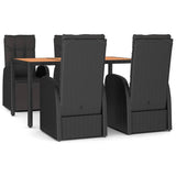 vidaXL 3-delige Tuinset poly rattan en massief acaciahout zwart
