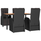 vidaXL 3-delige Tuinset poly rattan en massief acaciahout zwart