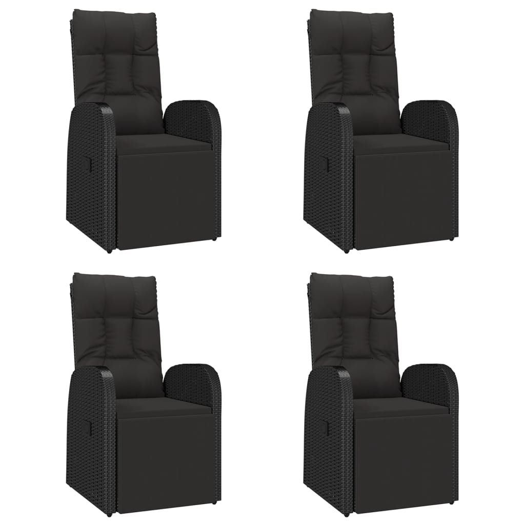 vidaXL 3-delige Tuinset poly rattan en massief acaciahout zwart